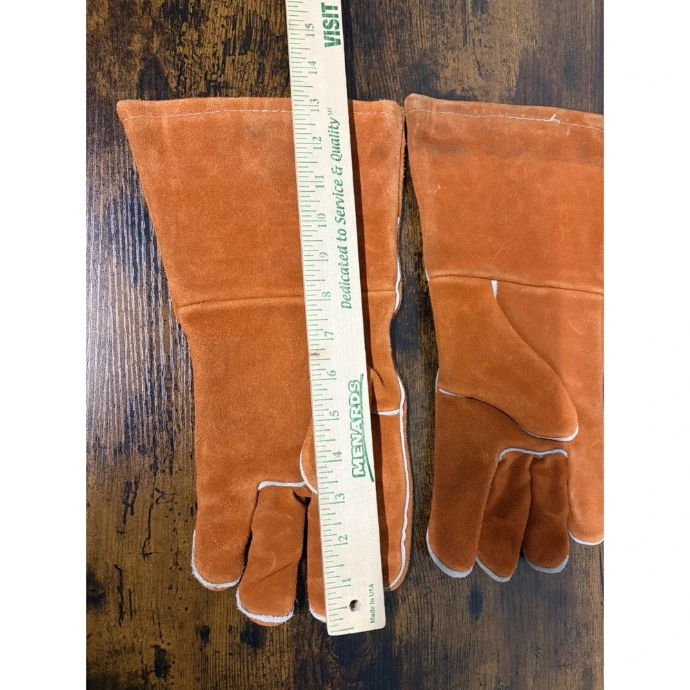 Vintage Leather Welding Gloves Orange Anchor Brand 20 GC